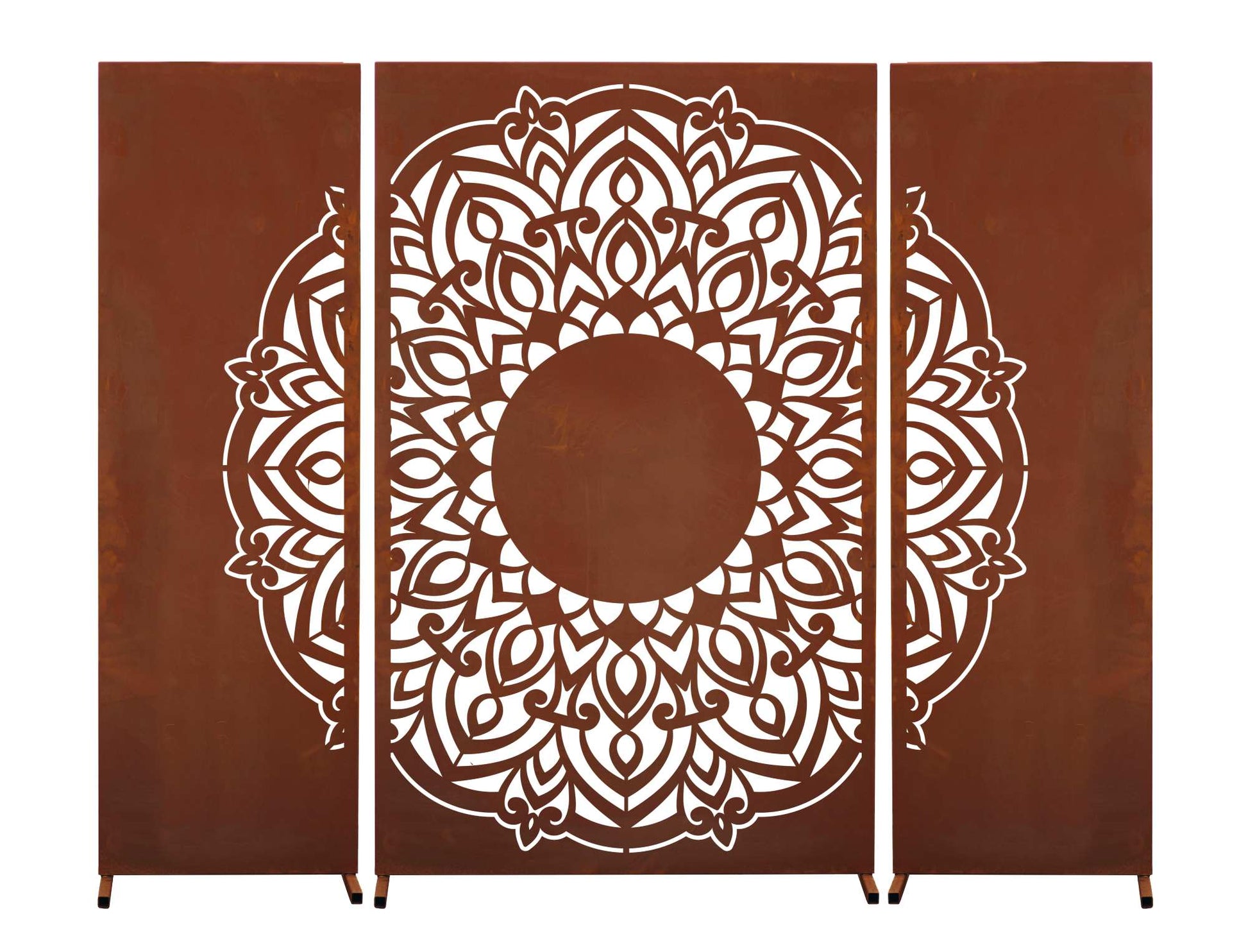 Edelrost Sichtschutzwand  "Mandala" 3-teilig
