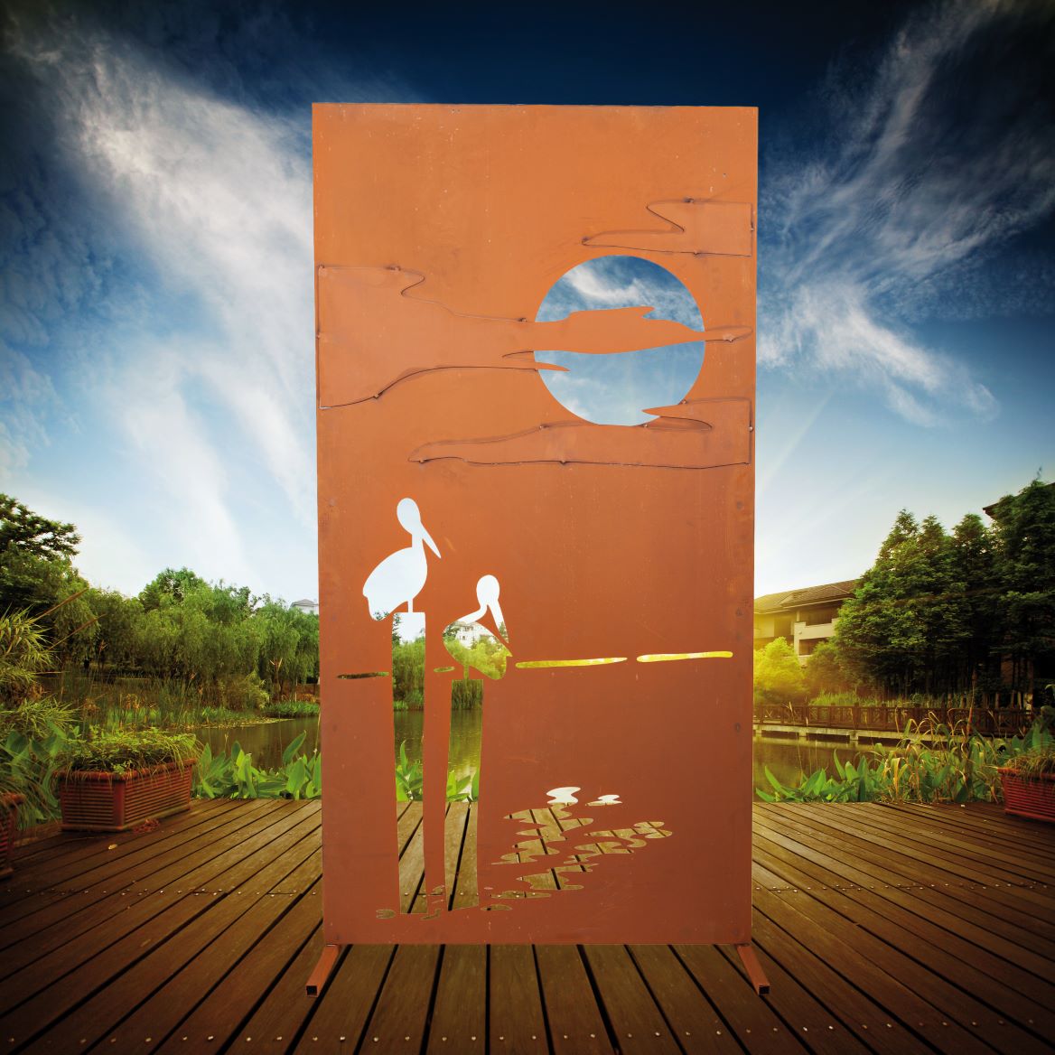 Edelrost Sichtschutzwand - Meer -