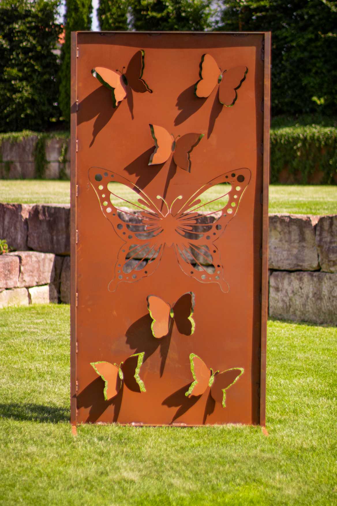 Edelrost Sichtschutzwand - Schmetterlinge -