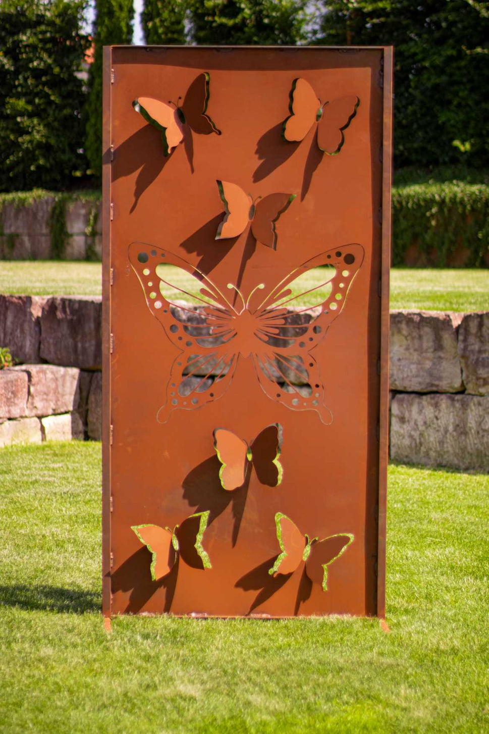 Edelrost Sichtschutzwand - Schmetterlinge -