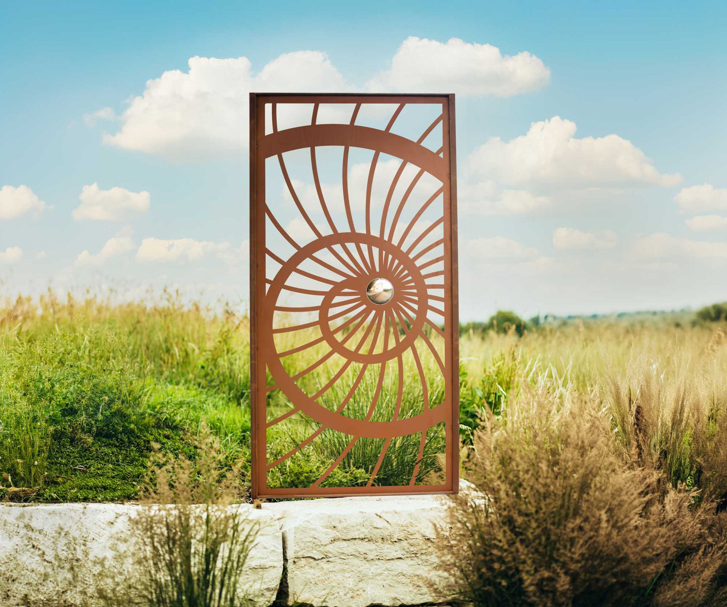Decorative Rust Privacy Screen - Spiral -