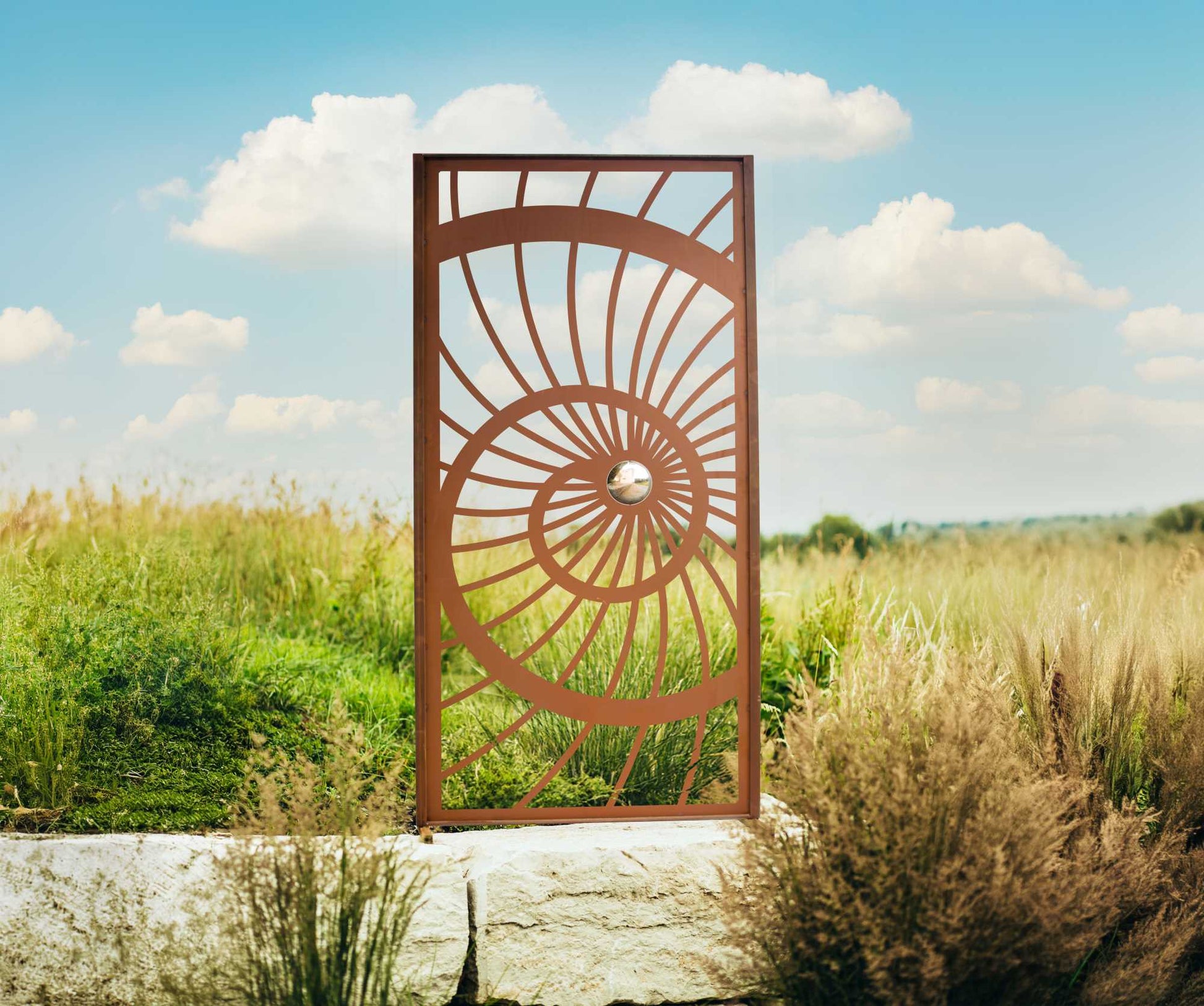 Decorative Rust Privacy Screen - Spiral -