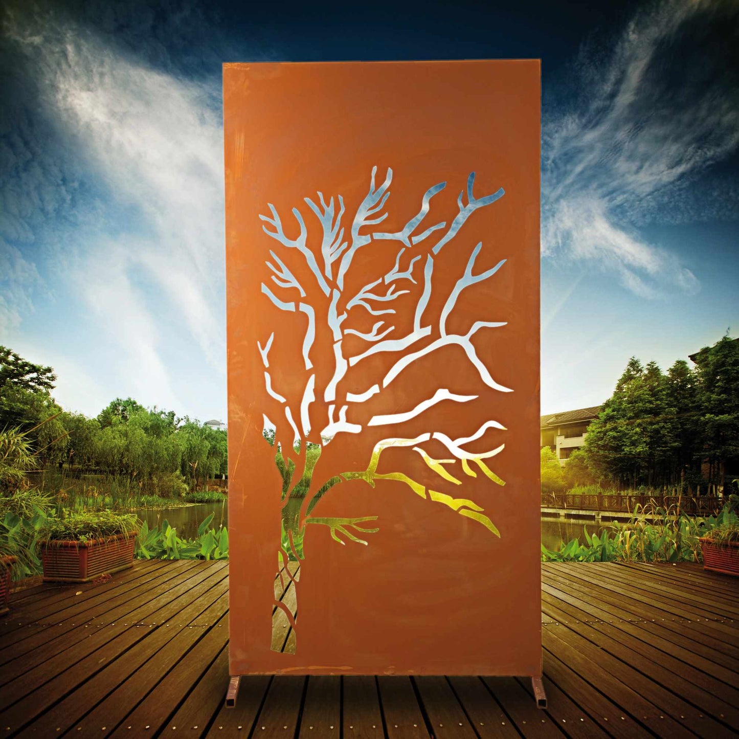 Edelrost Sichtschutzwand - Weide -