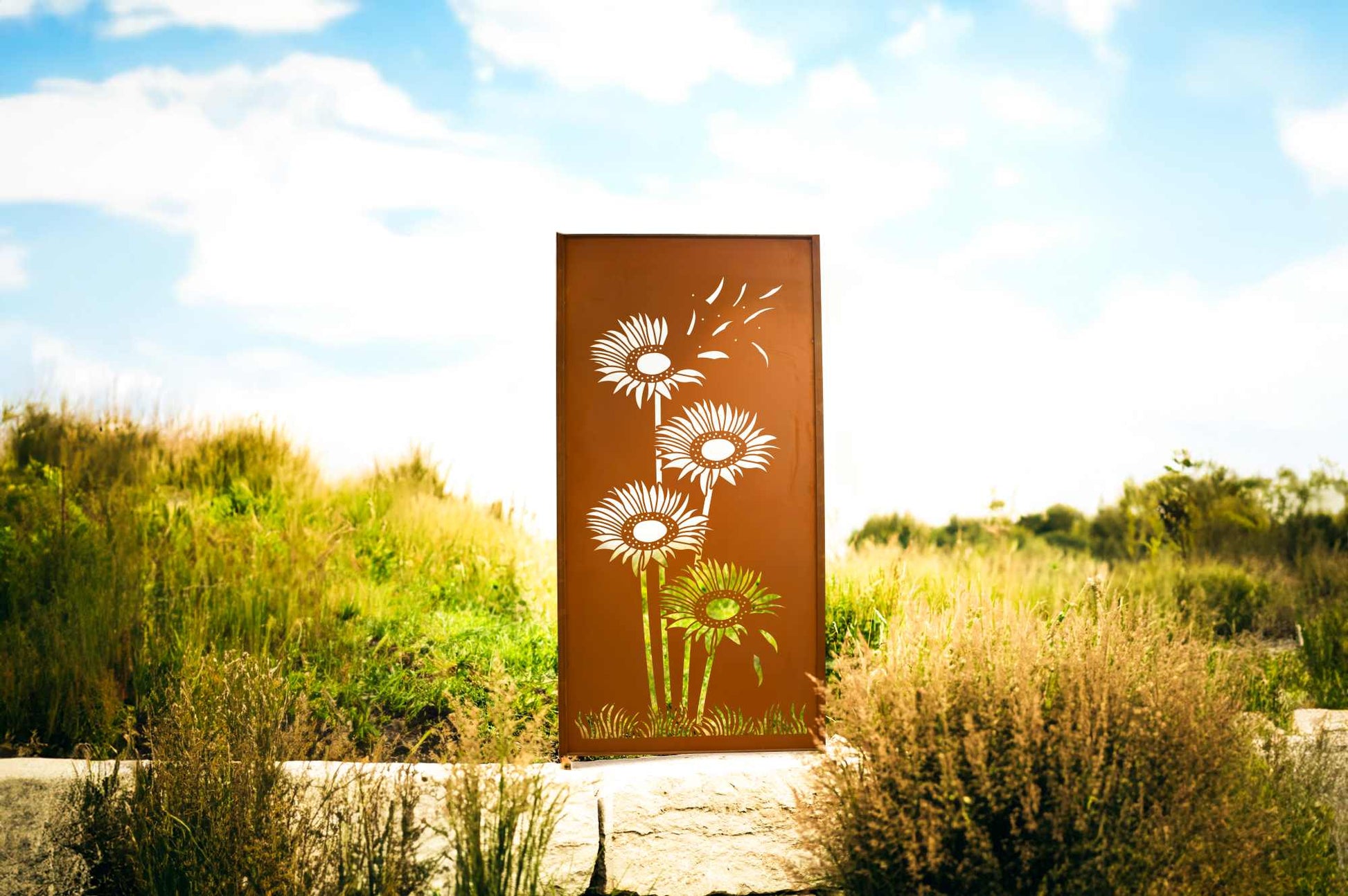 Edelrost Sichtschutzwand - Windhauch -