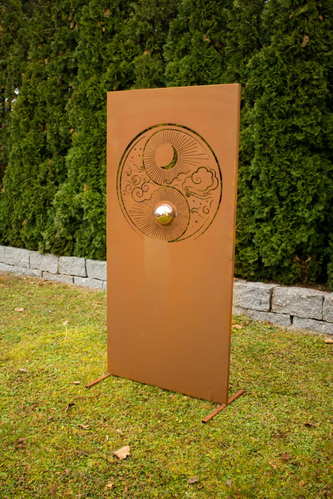 Edelrost Sichtschutzwand  "Yin & Yang"