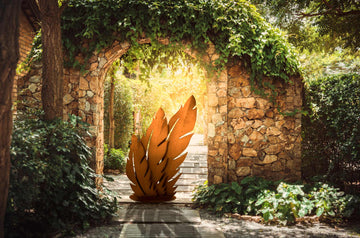 Sculpture en rouille noble - Plumes -