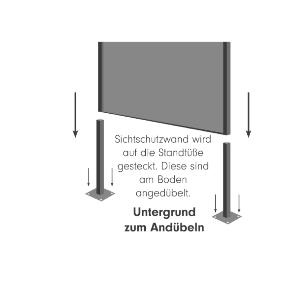 Standfuß zum Andübeln, für Sichtschutzwand, 2er Set