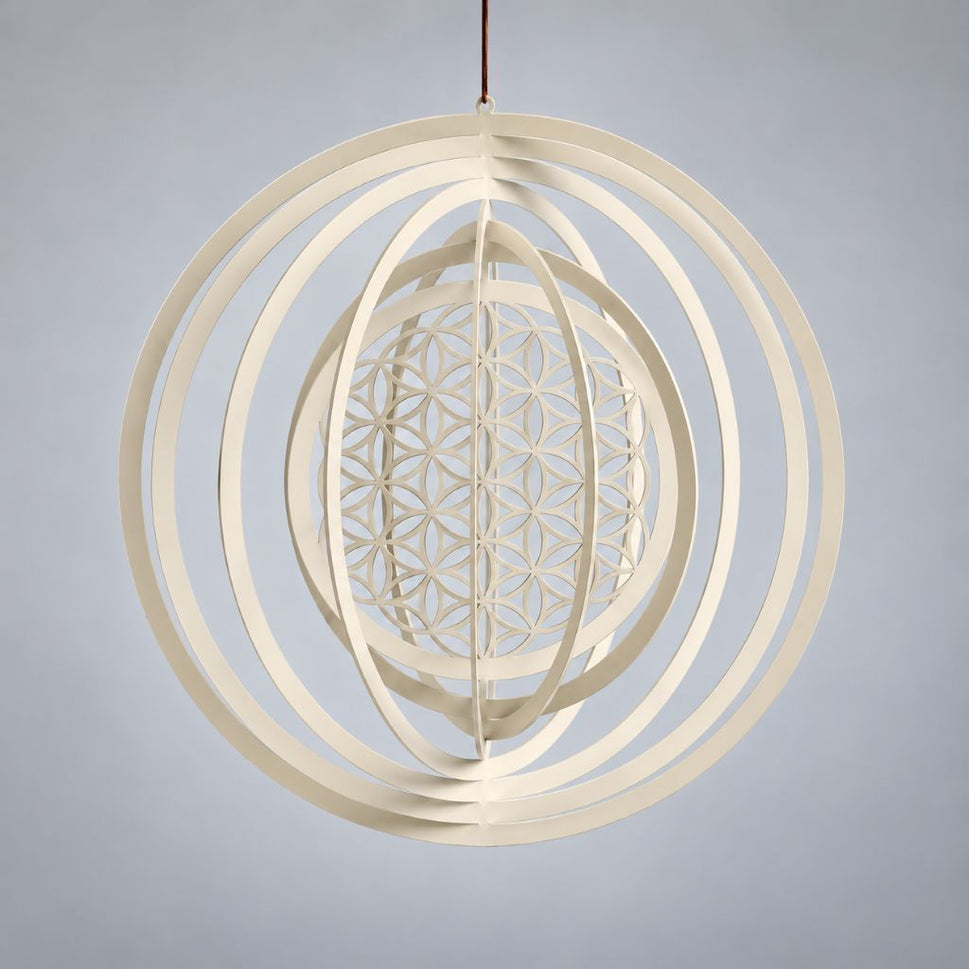 Windspiel "Blume des Lebens" cremeweiss