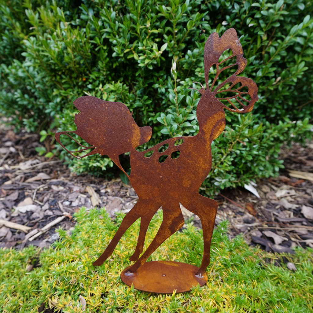 Fawn with butterfly
