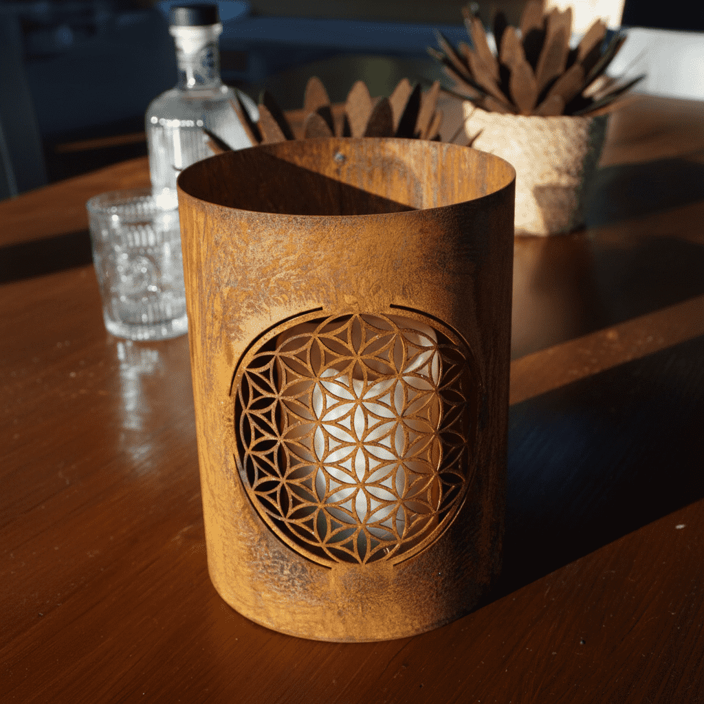 "Flower of Life" Hurricane Lamp, Large